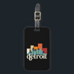 Detroit Michigan City Skyline Retro Cityscape Art Luggage Tag<br><div class="desc">Vintage and retro city design with beautiful skyline, tourist attraction and cityscape art. Cool skyscraper and building silhouette illustration merchandise for tourist and traveller. Perfect as souvenir to bring back home when travelling. Save the memory of your travel and vacation with family and friends. Background colour can be customised to...</div>