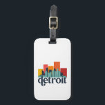Detroit Michigan City Skyline Retro Cityscape Art Luggage Tag<br><div class="desc">Vintage and retro city design with beautiful skyline, tourist attraction and cityscape art. Cool skyscraper and building silhouette illustration merchandise for tourist and traveller. Perfect as souvenir to bring back home when travelling. Save the memory of your travel and vacation with family and friends. Background colour can be customised to...</div>