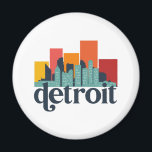 Detroit Michigan City Skyline Retro Cityscape Art Magnet<br><div class="desc">Vintage and retro city design with beautiful skyline, tourist attraction and cityscape art. Cool skyscraper and building silhouette illustration merchandise for tourist and traveller. Perfect as souvenir to bring back home when travelling all around the world. Save the memory of your travel and vacation with family and friends. Background colour...</div>