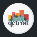 Detroit Michigan City Skyline Retro Cityscape Art Magnet<br><div class="desc">Vintage and retro city design with beautiful skyline, tourist attraction and cityscape art. Cool skyscraper and building silhouette illustration merchandise for tourist and traveller. Perfect as souvenir to bring back home when travelling all around the world. Save the memory of your travel and vacation with family and friends. Background colour...</div>