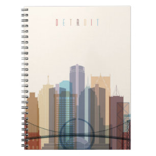 Detroit, Michigan   City Skyline Spiral Notebook