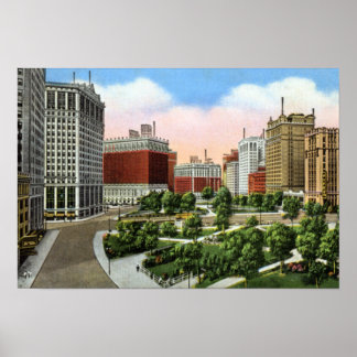Detroit Michigan City View 1920 Poster