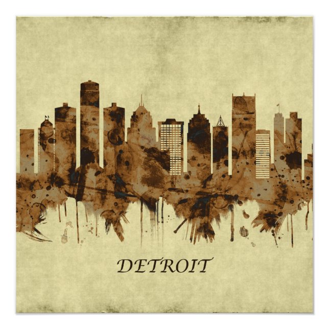 Detroit Michigan Cityscape Poster (Front)