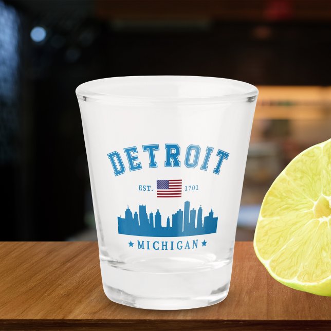 Detroit Michigan Est. 1701 Vintage Shot Glass (Creator Uploaded)
