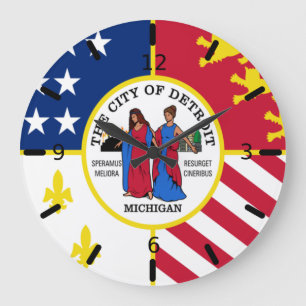Detroit (Michigan) flag Large Clock