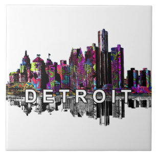 Detroit, Michigan in graffiti Tile