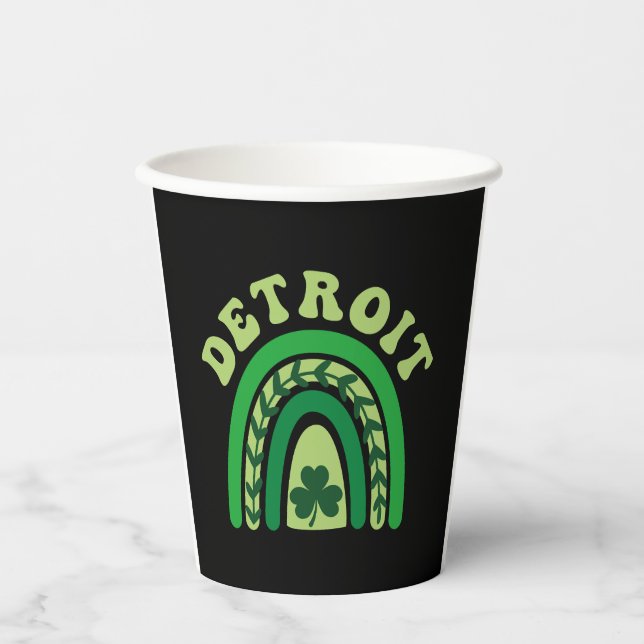 Detroit Michigan Irish Shamrock Kawaii Rainbo St Paper Cups (Front)