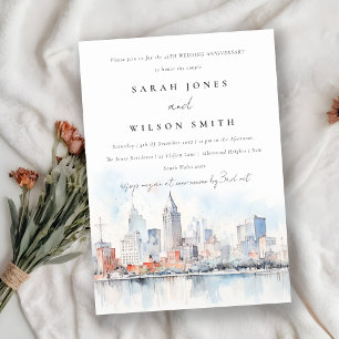Detroit Michigan Landscape Wedding Anniversary Invitation