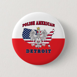Detroit Michigan Polish 6 Cm Round Badge