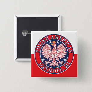 Detroit Michigan Polish Eagle 15 Cm Square Badge