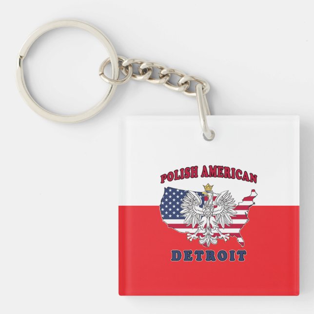 Detroit Michigan Polish Key Ring (Front)