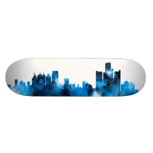 Detroit Michigan Skyline Skateboard