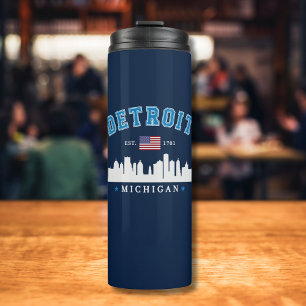 Detroit Michigan Skyline Vintage Cityscape Thermal Tumbler