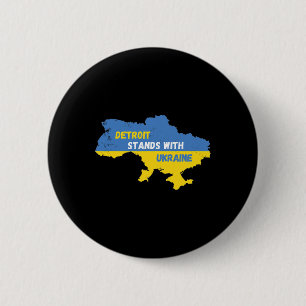 Detroit Michigan Stands With Ukraine  6 Cm Round Badge