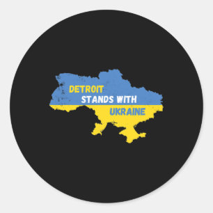 Detroit Michigan Stands With Ukraine Classic Round Sticker