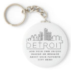 Detroit, Michigan Stylized Skyline | Custom Slogan