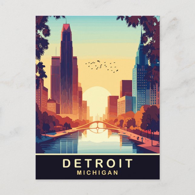 Detroit, Michigan, Travel Postcard (Front)