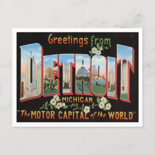 Detroit, Michigan Vintage Big Letters Postcard