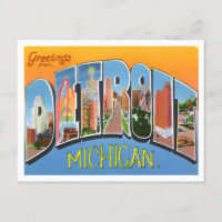Detroit, Michigan Vintage Big Letters Postcard