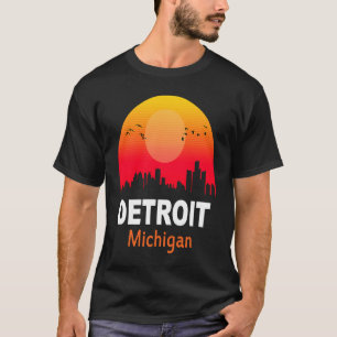 Detroit Michigan Vintage Sunset Retro City State U T-Shirt