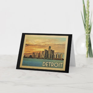 Detroit Michigan Vintage Travel Card