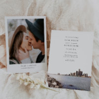 Detroit Michigan Watercolor Wedding Invitation
