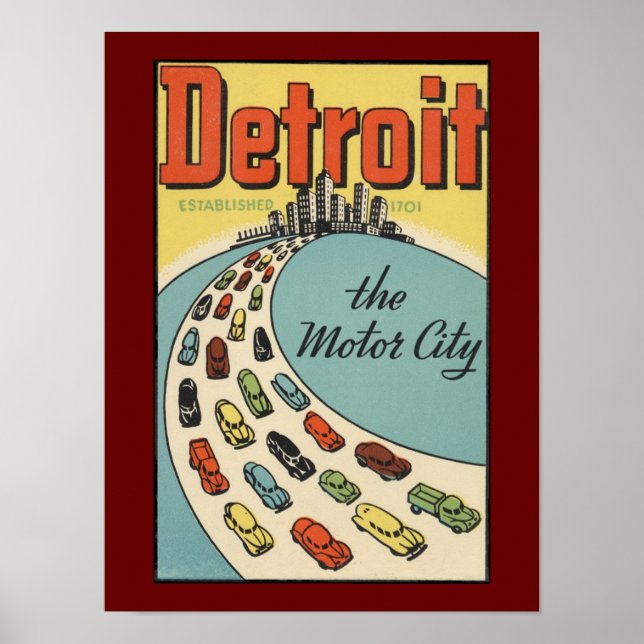 Detroit motor city poster vintage art posters (Front)