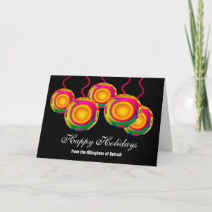 DETROIT or ANY CITY Happy Holidays Ornaments Holiday Card