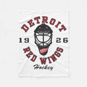 Detroit Red Wings Hockey Mask Gray Officially Lice Fleece Blanket
