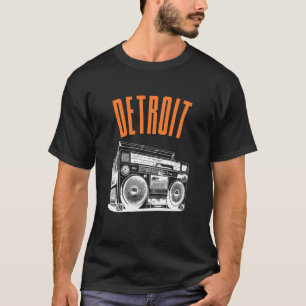 Detroit Retro Boombox Graphic Design Vintage 80s M T-Shirt