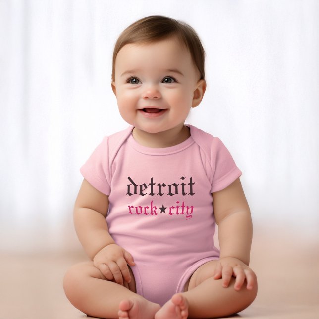 Detroit Rock City Pink Baby Girl Baby Bodysuit (Creator Uploaded)