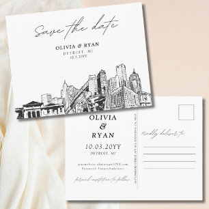 Detroit Save the Date Postcard for Weddings