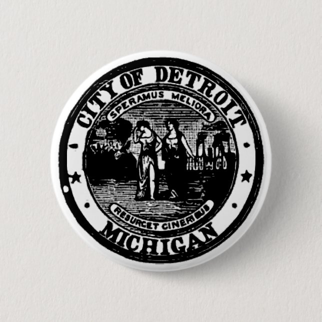 Detroit Seal 6 Cm Round Badge (Front)