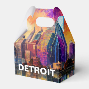 Detroit Skyline Abstract Art Favour Box