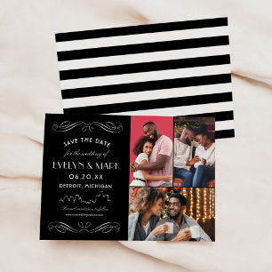 Detroit Skyline Art Deco Photo Collage Wedding Save The Date