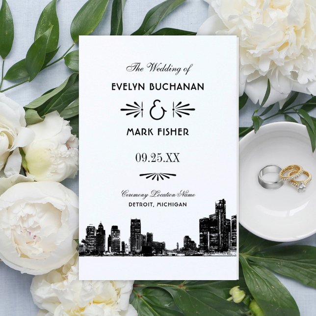 Detroit Skyline Art Deco Wedding Programs (Creator Uploaded)