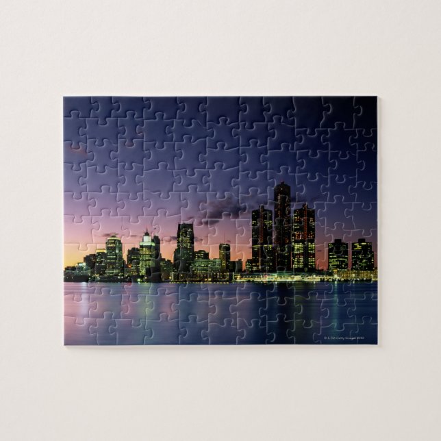 Detroit Skyline at Dusk 2 Jigsaw Puzzle (Horizontal)