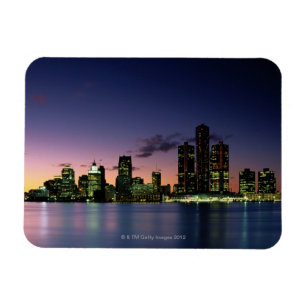 Detroit Skyline at Dusk 2 Magnet