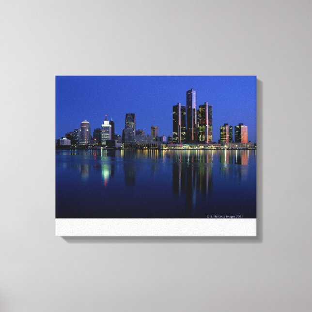 Detroit Skyline at Night Canvas Print (Front)