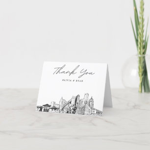 Detroit Skyline Blank Thank You Card