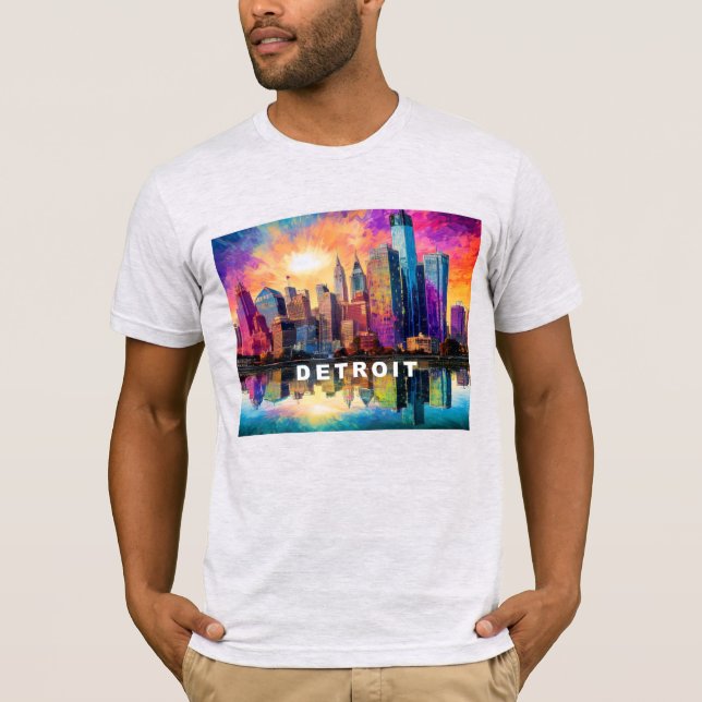 Detroit Skyline Graffiti Art  T-Shirt (Front)