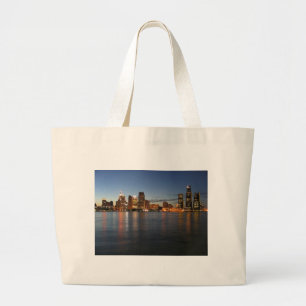 Detroit Skyline Large Tote Bag