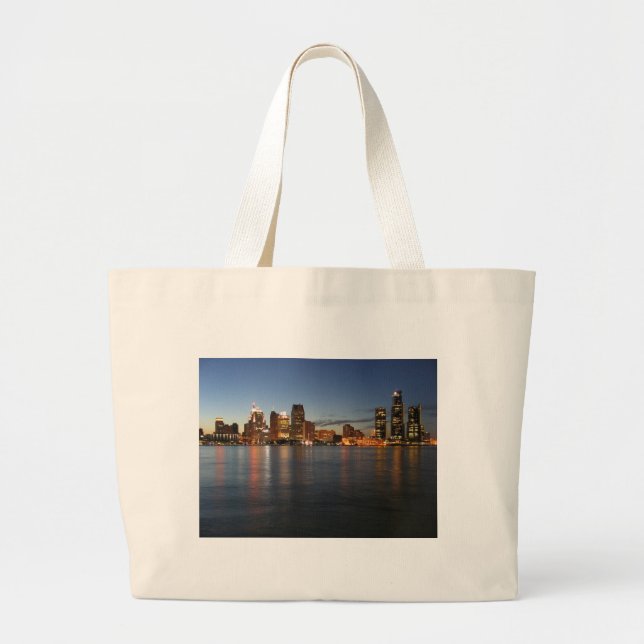 Detroit Skyline Large Tote Bag (Front)