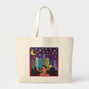Detroit Skyline Mega Colour Large Tote Bag