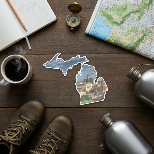  Detroit Skyline Michigan Sticker (Detroit Skyline Michigan Sticker)