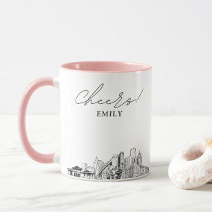 Detroit Skyline Personalised Wedding Coffee Mug