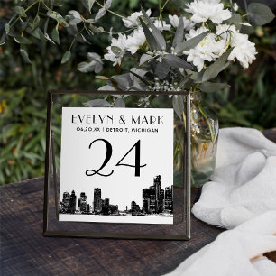 Detroit Skyline Square Table Number Card