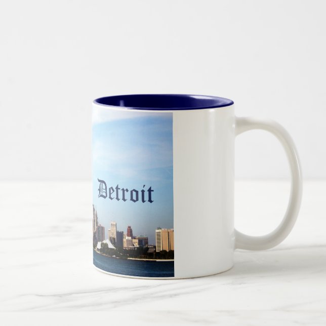 detroit skyline Two-Tone coffee mug (Right)