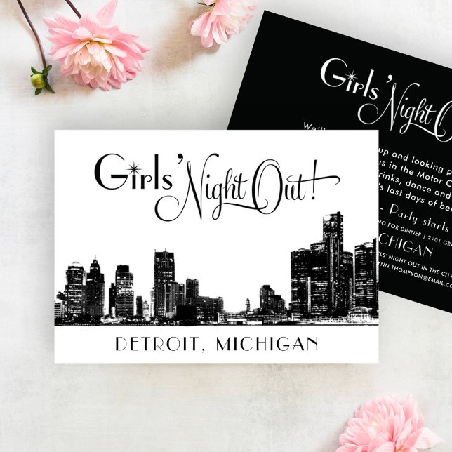 Detroit Skyline Wedding Bachelorette Party Invitation (Creator Uploaded)