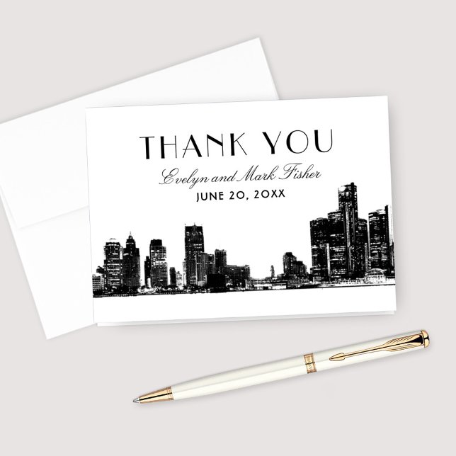 Detroit Skyline Wedding Thank You Card (Creator Uploaded)